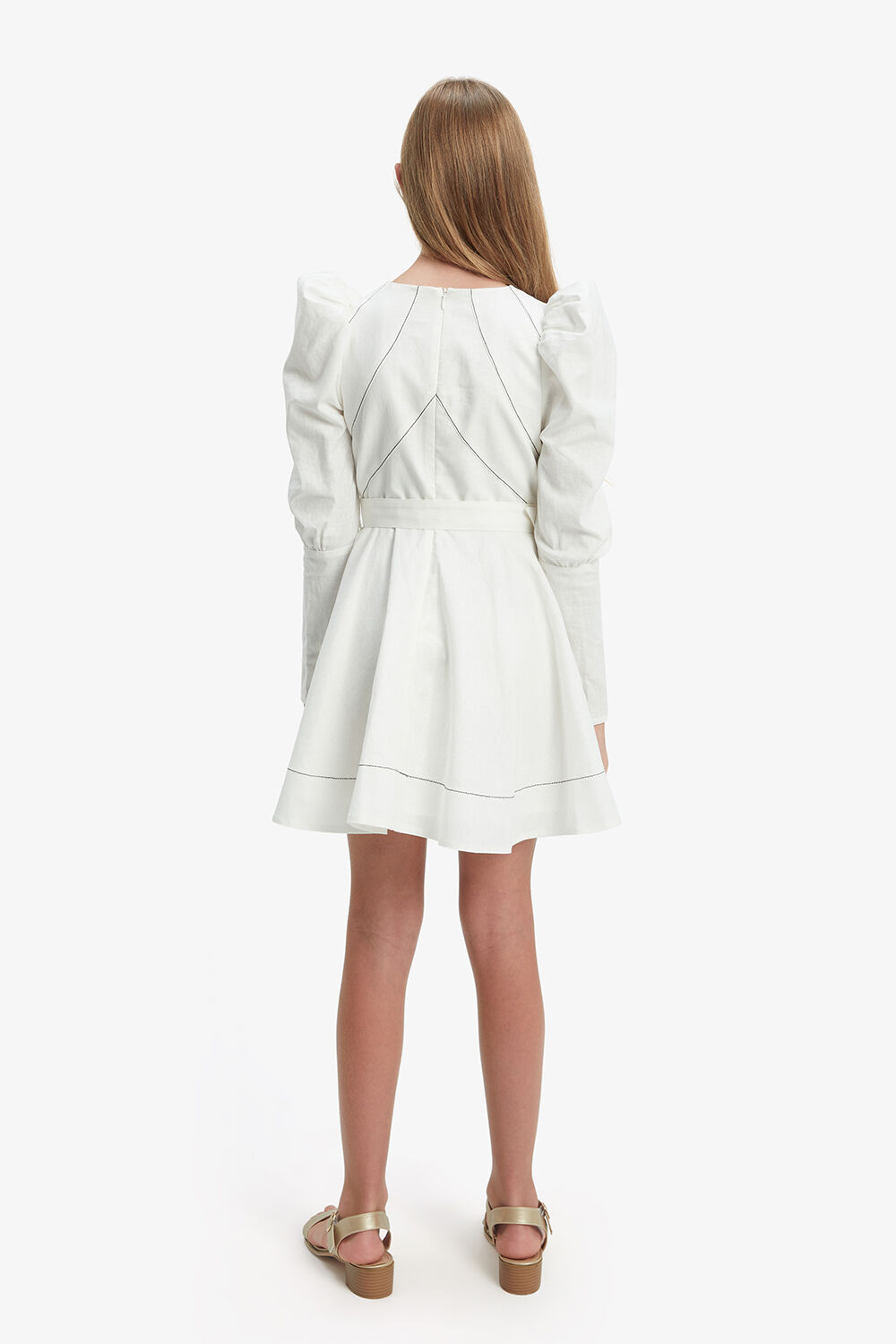 ZETA PUFF SLEEVE DRESS in colour BRIGHT WHITE